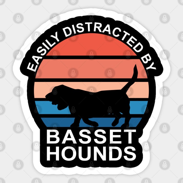 Easily Distracted By Basset Hounds - White Text Sticker by DPattonPD